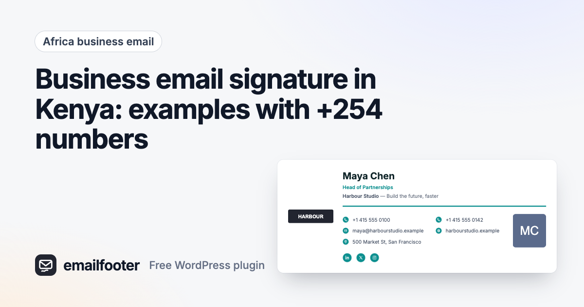 Business email signature in Kenya: examples with +254 numbers