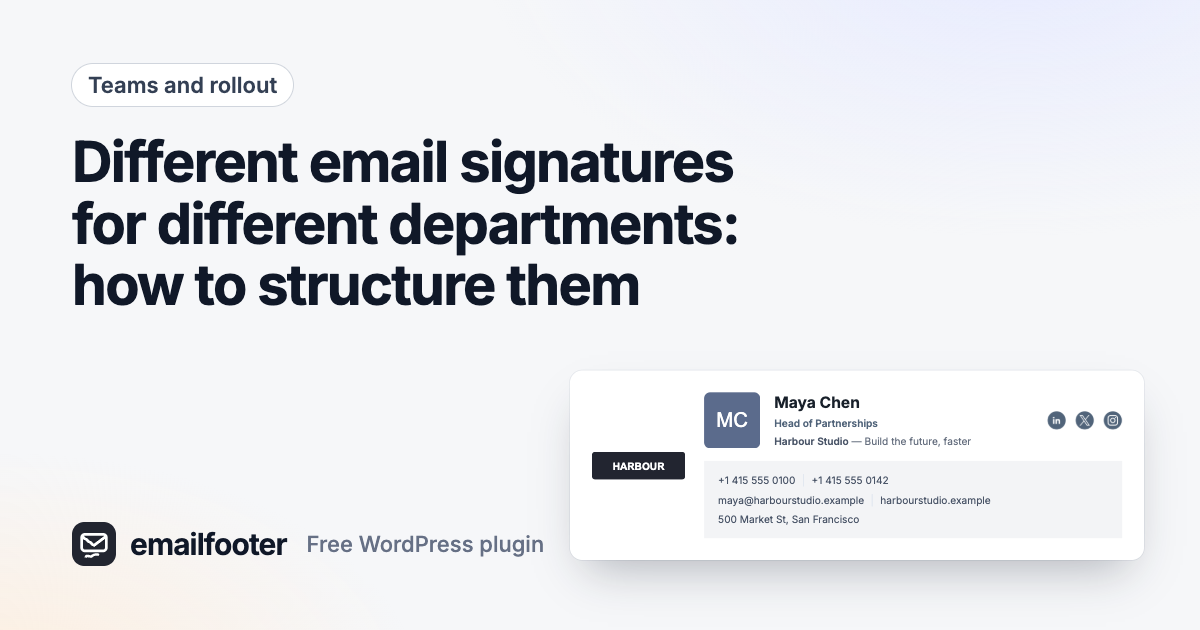 Different email signatures for different departments: how to structure them