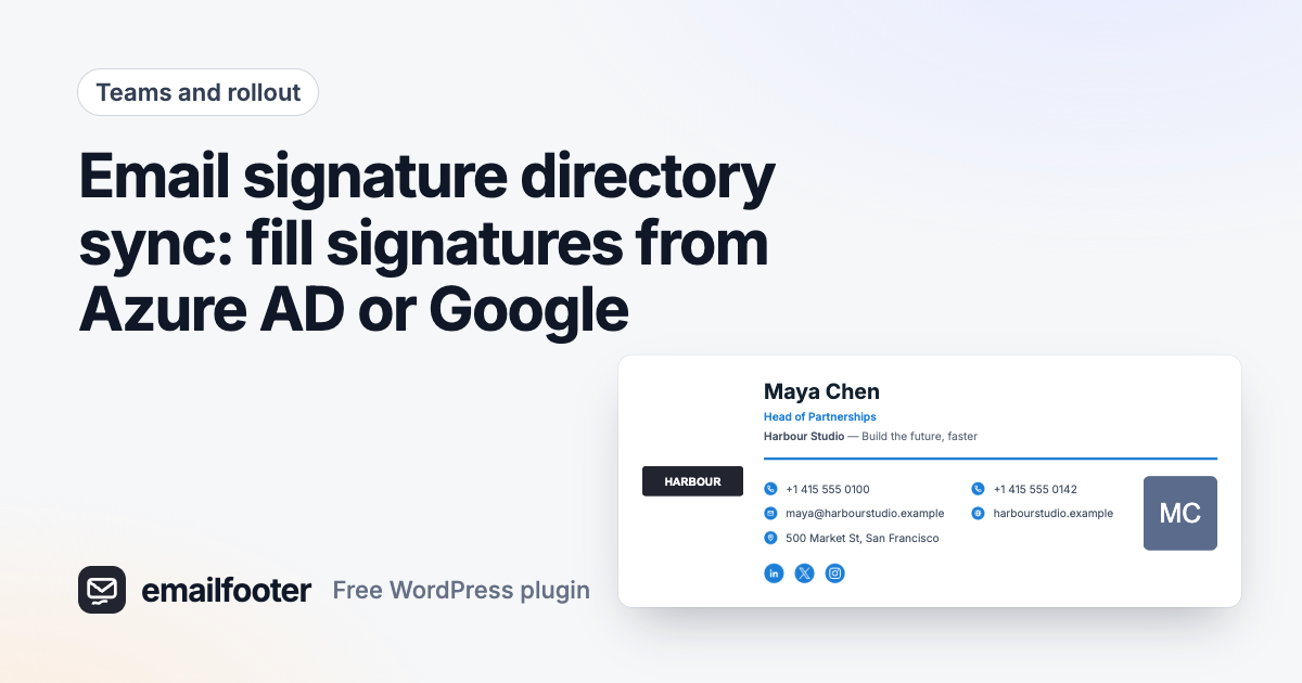Email signature directory sync: fill signatures from Azure AD or Google