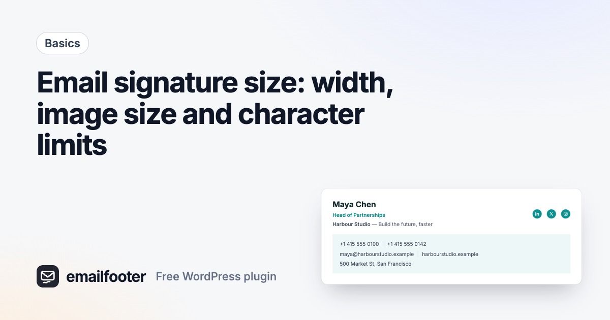 Email signature size: width, image size and character limits