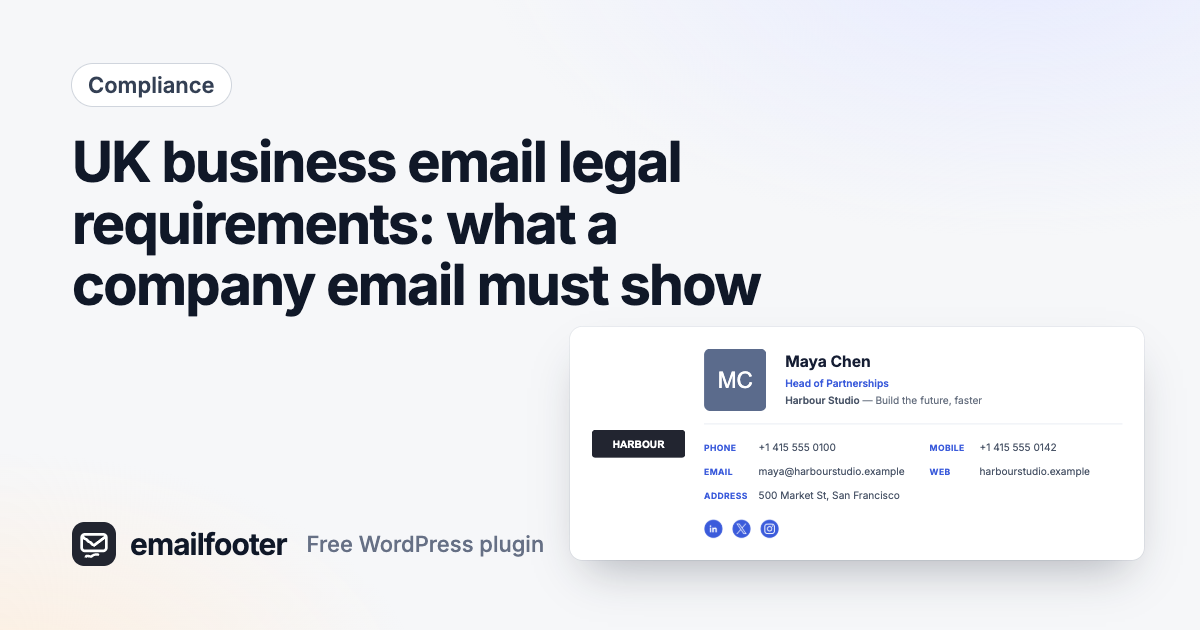 UK business email legal requirements: what a company email must show