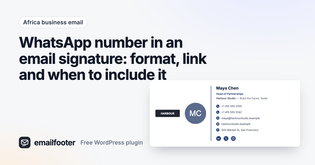 WhatsApp number in an email signature: format, link and when to include it