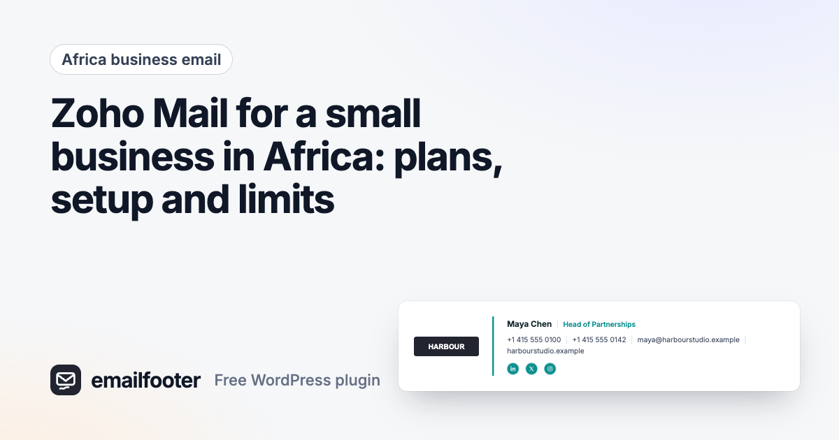 Zoho Mail for a small business in Africa: plans, setup and limits